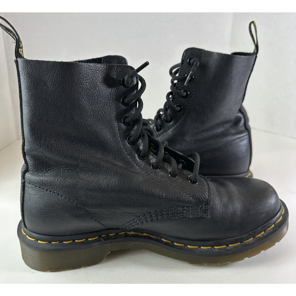 Doc Dr. Martens 1460 Virginia Soft Leather Boots Black Lace Up Women's Size 8 - Picture 13 of 14